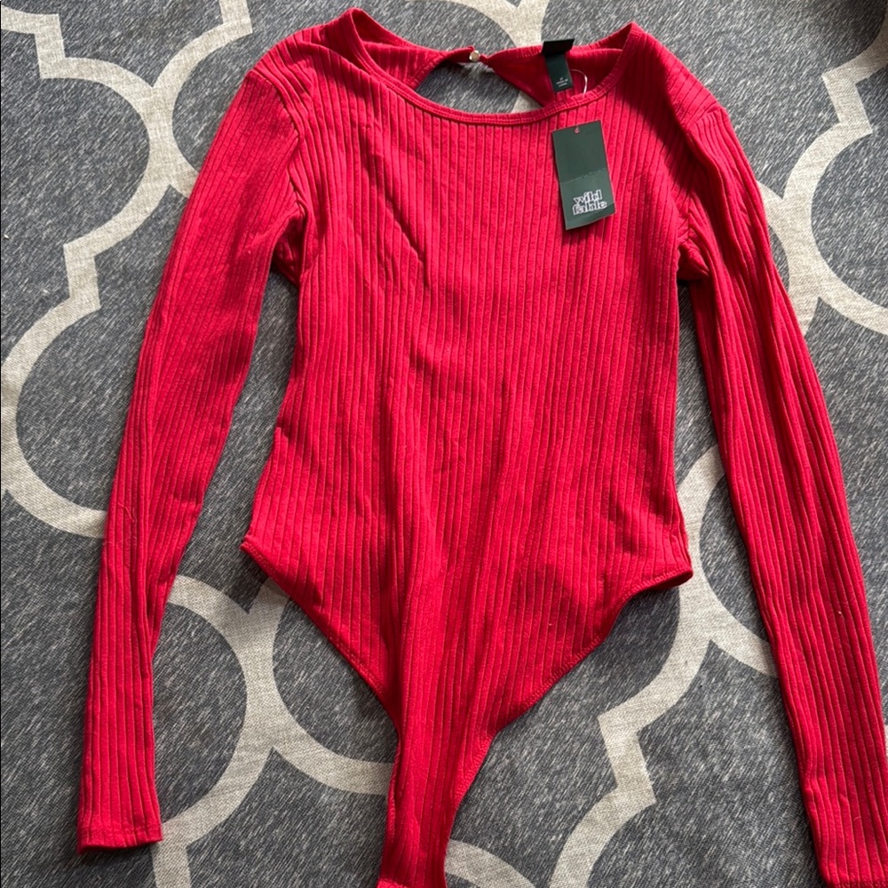 Red Long Sleeve Bodysuit